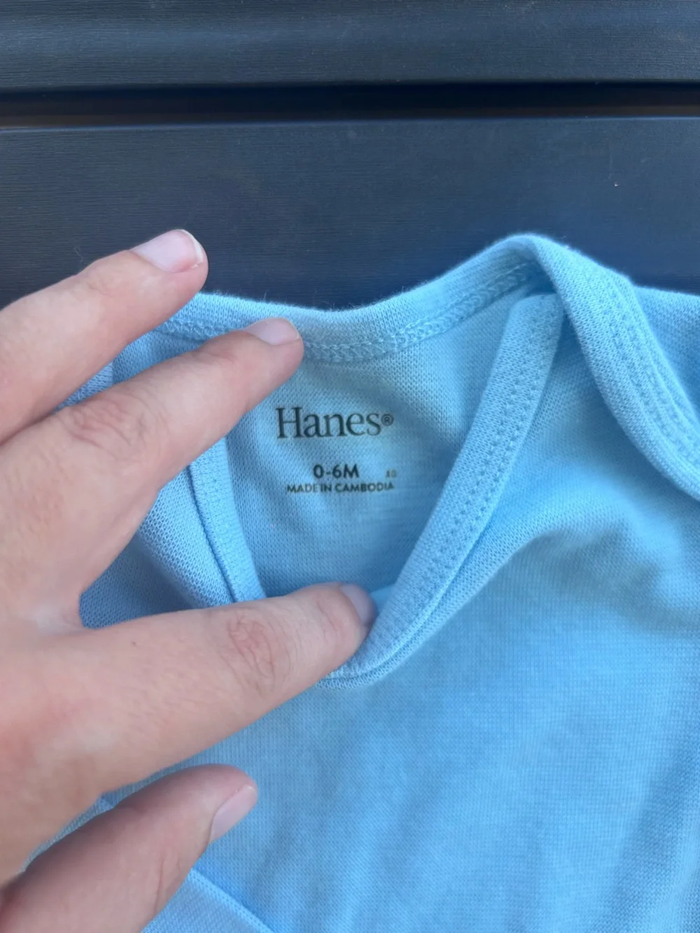 Hanes Blue Long-Sleeve Baby Bodysuit